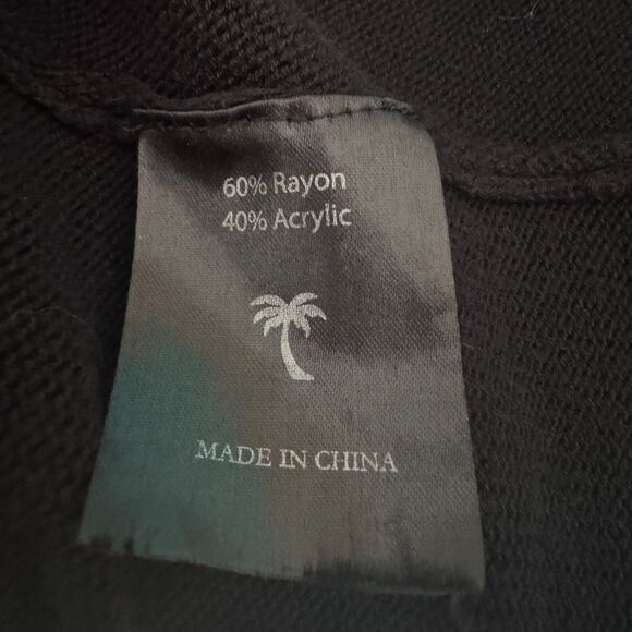 TASI Malibu Hooded Cardigan Black Boho Festival Open Front Sleeveless Duster M - Picture 5 of 9